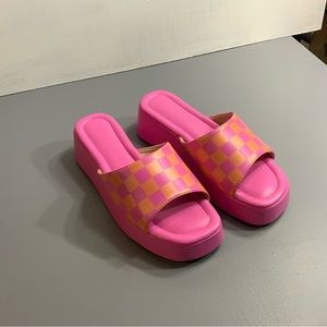 Pink Checkerboard Mules